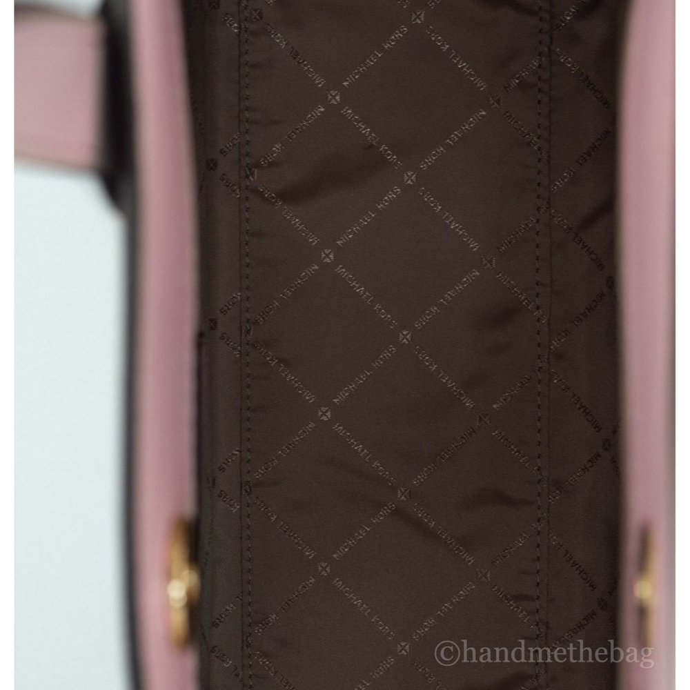 NEW Michael Kors Kenly Large North South Tote Bag Brown Pink Signature Computer - Picture 5 of 9